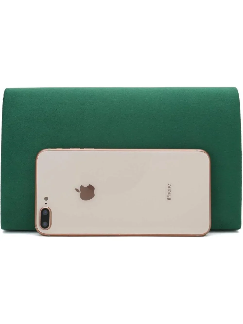 👜 Women's Green Faux Suede Clutch Bag Elegant Metal Binding Evening Purse